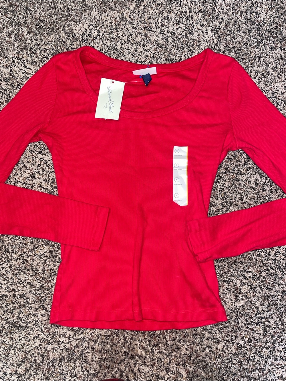 Women's Red Long-Sleeve Scoop Neck Ribbed Top Small Universal Thread NWT